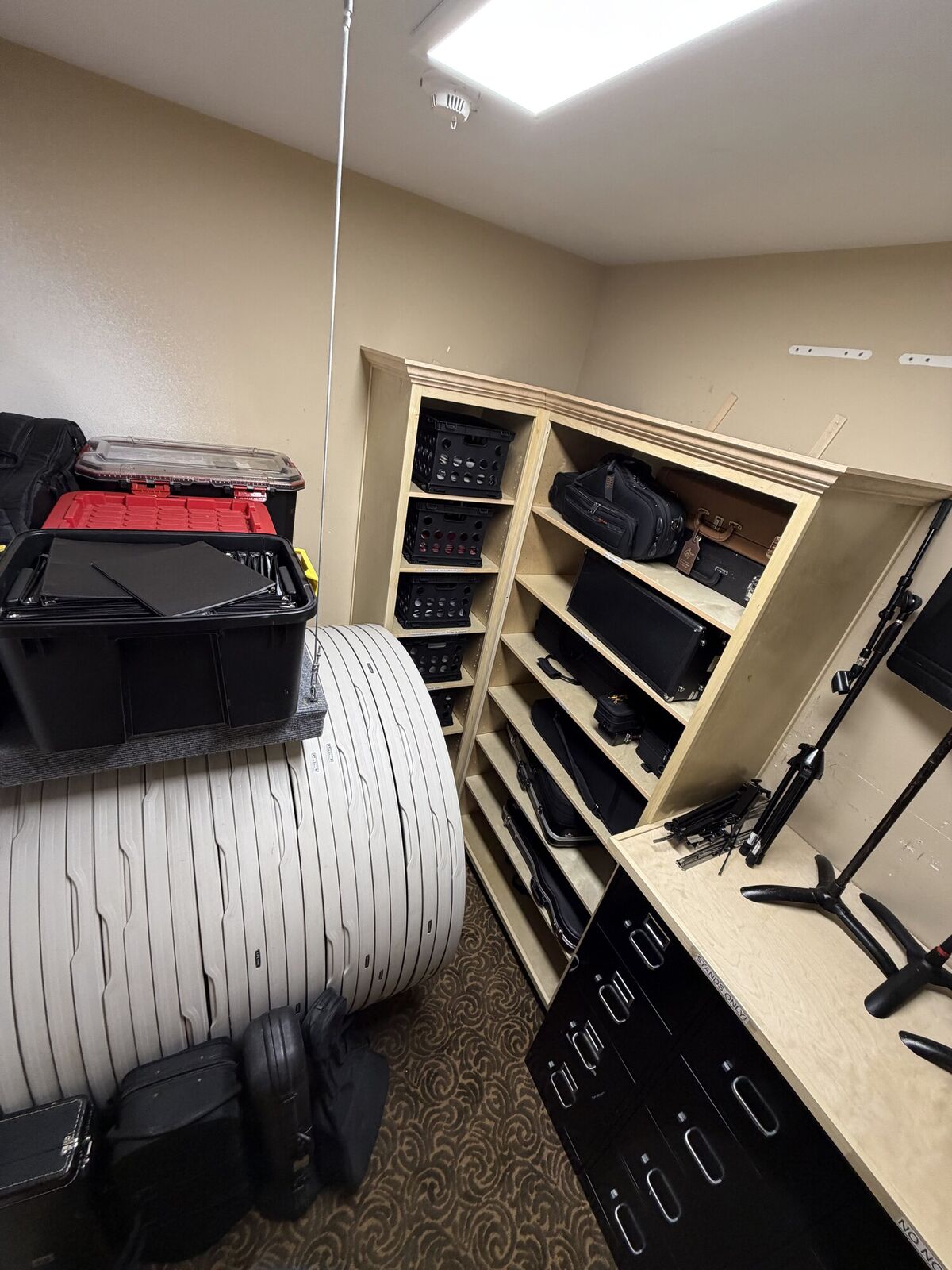Band room — custom shelving, after