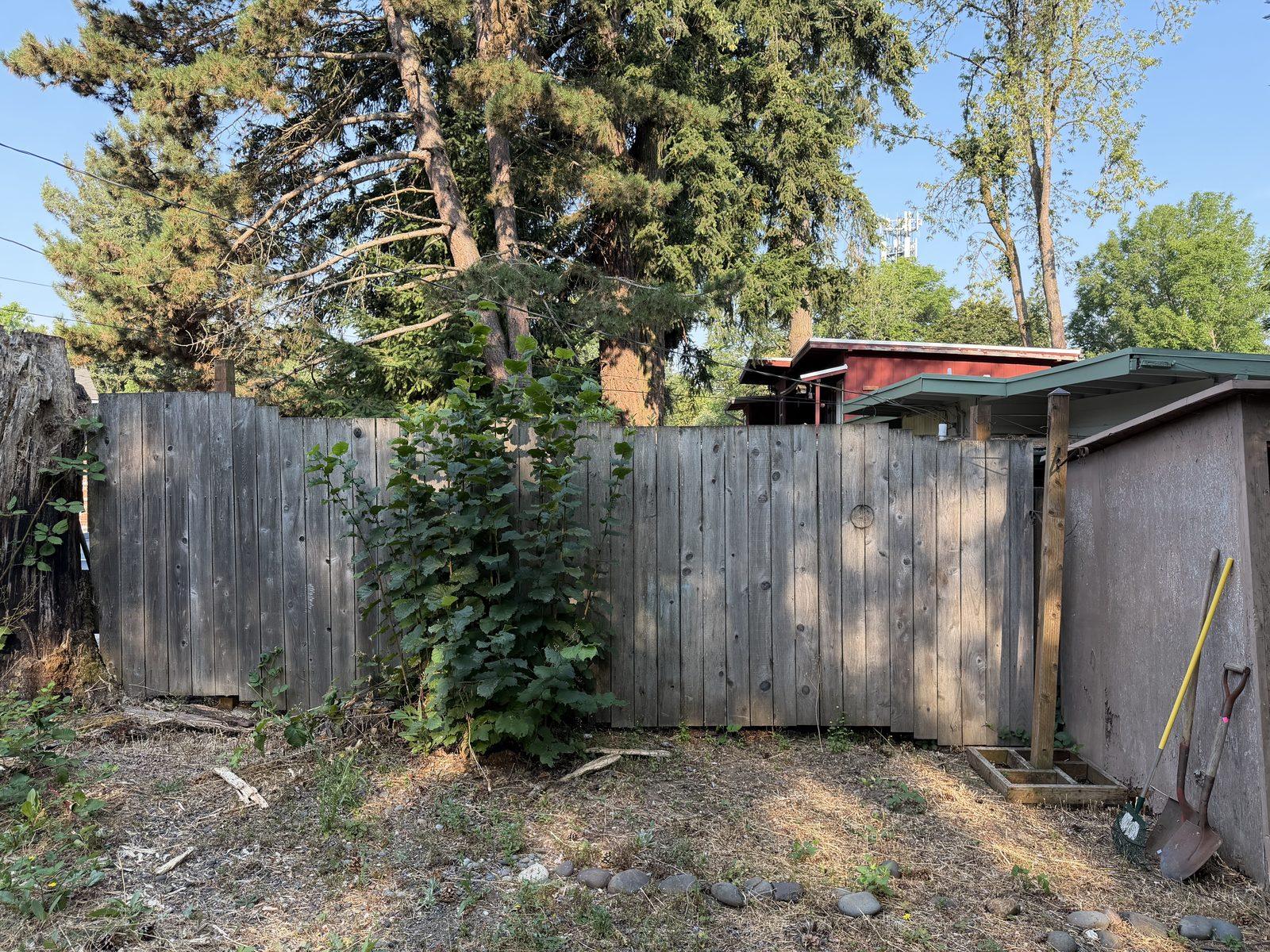 Rotted fence & shed — before · Portland, OR